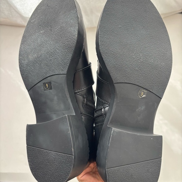 STEVE MADDEN Arlette Triple Buckle Boot In Black Leather Size 9 Moto Combat - Picture 6 of 8